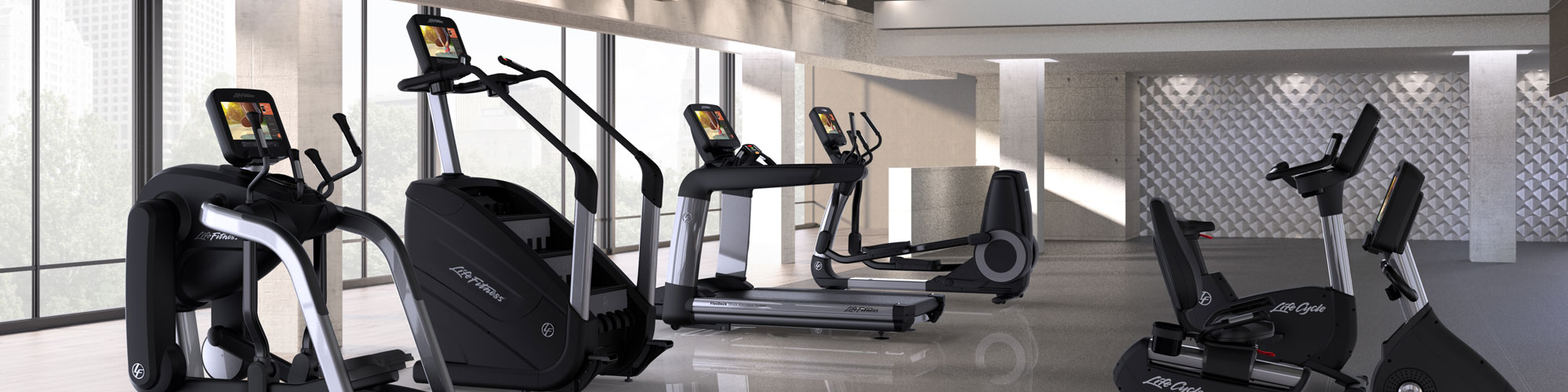Treadmill, cross trainer, exercise bike and stepper