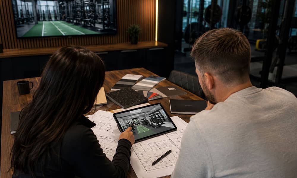 Commecial gym being designed on CAD software