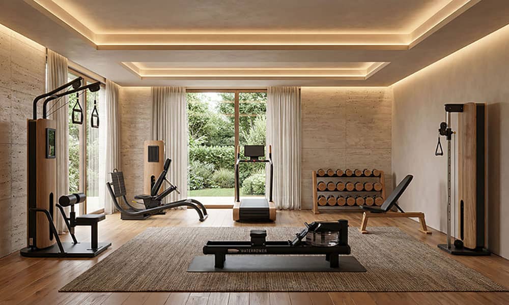 Home gym equipment in place