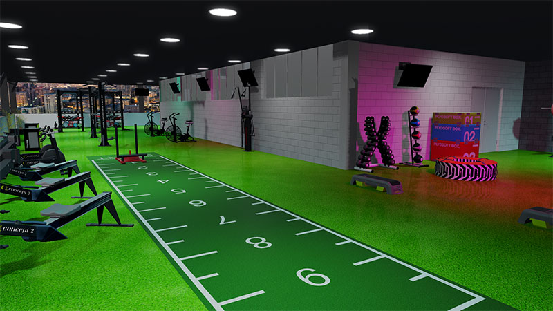 Viewing gym design on laptop