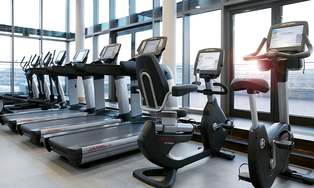 Cardio machines in college gym