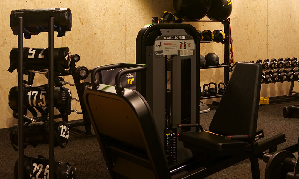 Weights and equipment at sports club gym