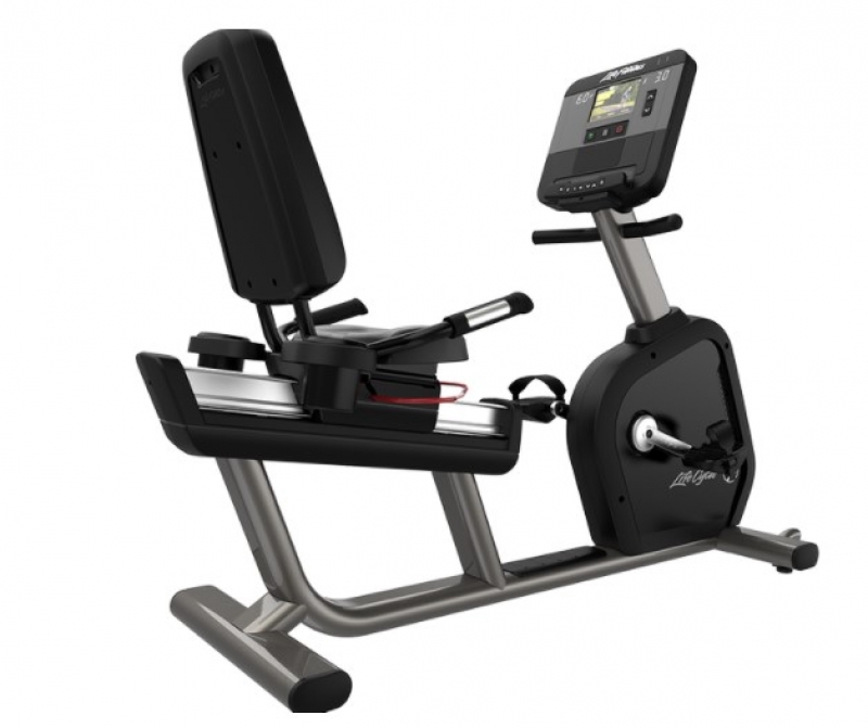 Life Fitness Club Series + Recumbent Lifecycle Exercise Bike - DX Console (Titanium)