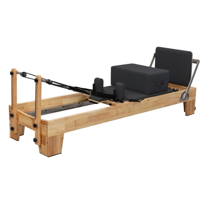 Commercial Pilates Reformer - Oak (Black Upholstery)