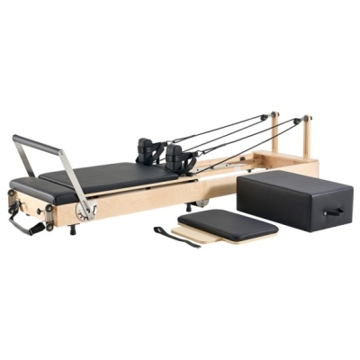 Folding Pilates Reformer - Oak (Black Upholstery)