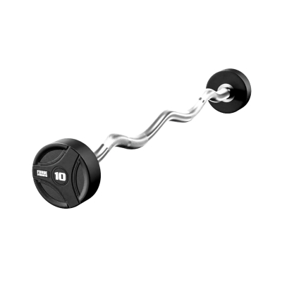 Forge Strength&reg; Curl Handle Rubber Barbell 10kg - 50kg