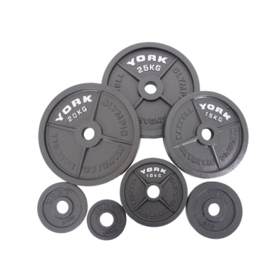 York Barbell Olympic Cast Iron 100kg Weight Plate Set